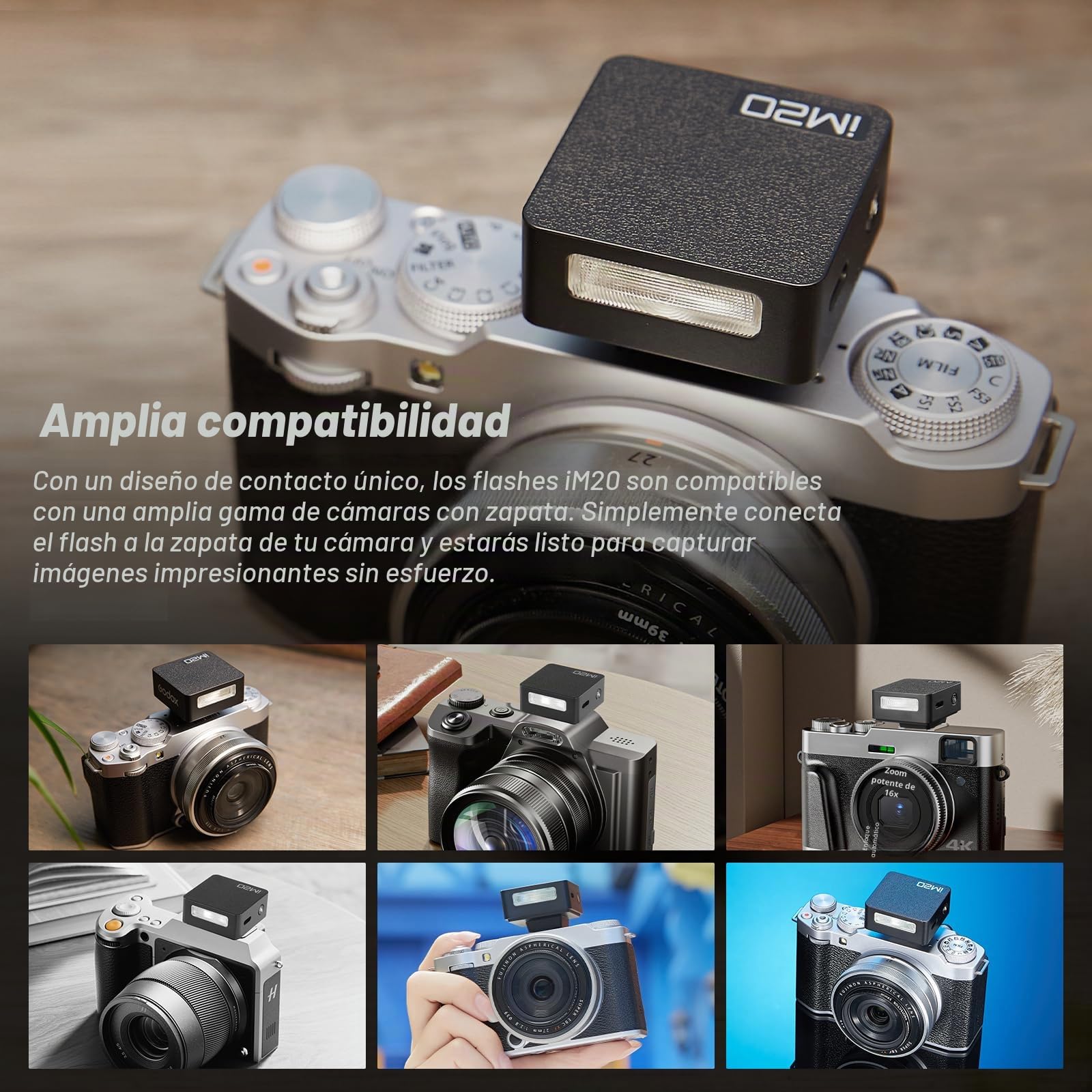 Godox iM20 Mini Flash Speedlite 470 mAh/Tipo-c Charge/440 Full-Power Flashes/3s Recycle Times/5 Power Levels/Manual para Sony zve10/Sony zv1/Sony a7iii/Ricoh gr3/Fujifilm f1 etc.