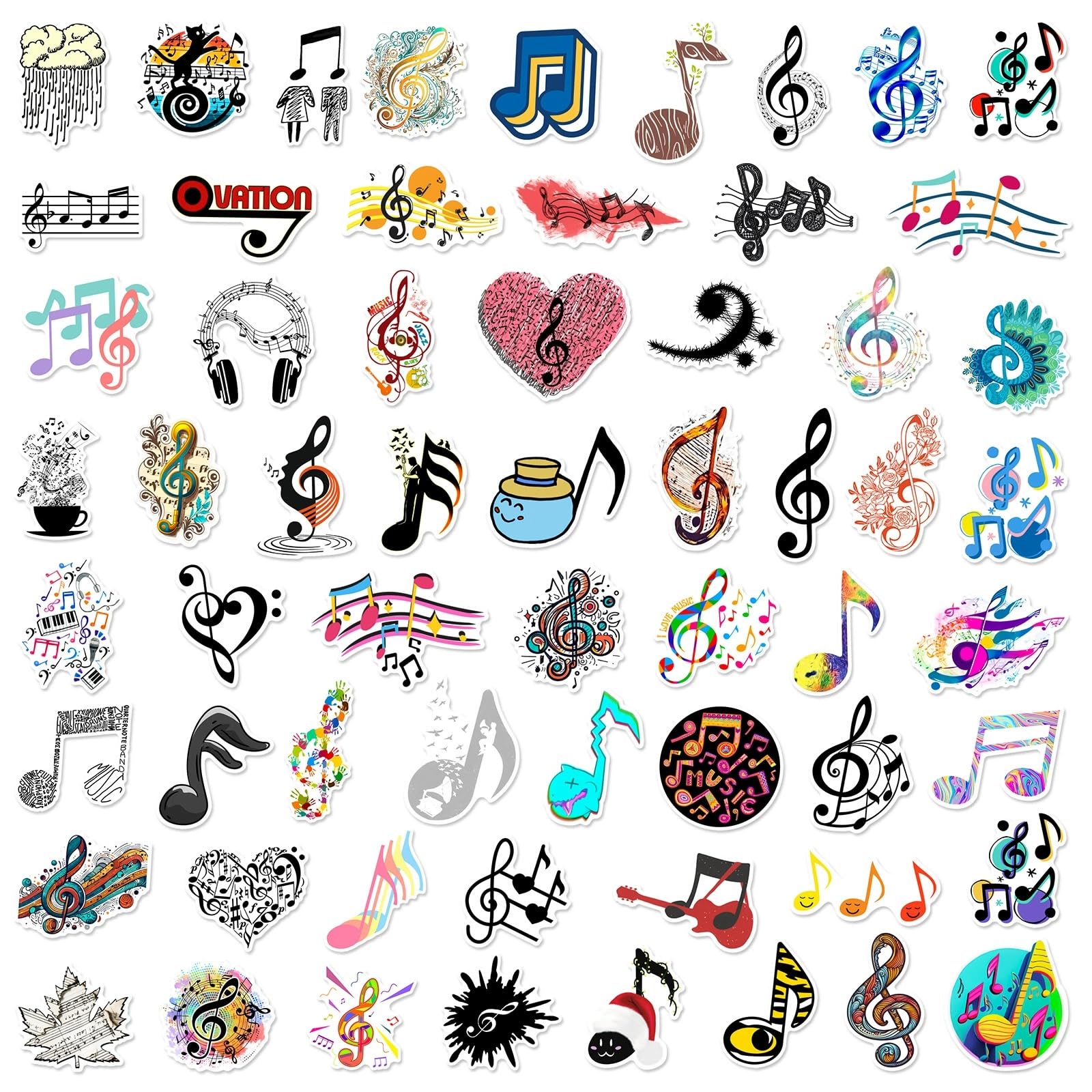 Music Motivational Stickers 50Pcs Music Stickers for Water Bottles Vinyl Waterproof Stickers for Water Bottles Laptops Scrapbook Guitar,Love Music Stickers Bulk for Kids Adults Teens,Party Supply - Image 2