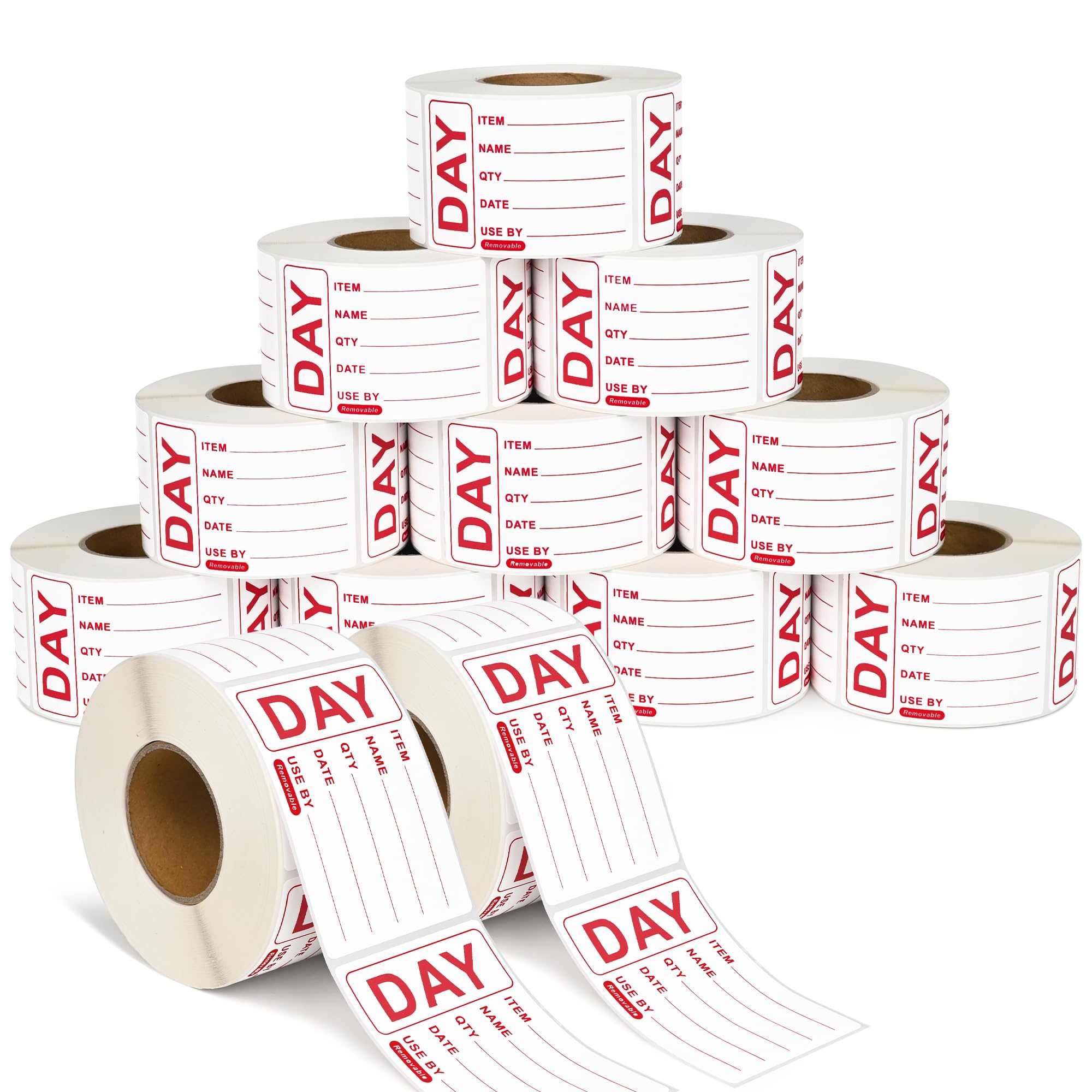 L LIKED 6000 Removable Labels - Repositionable Self Adhesive 49 x 74mm Prepped Food Labels s - Easy Peel Off Leaving No Residue (12 Roll)