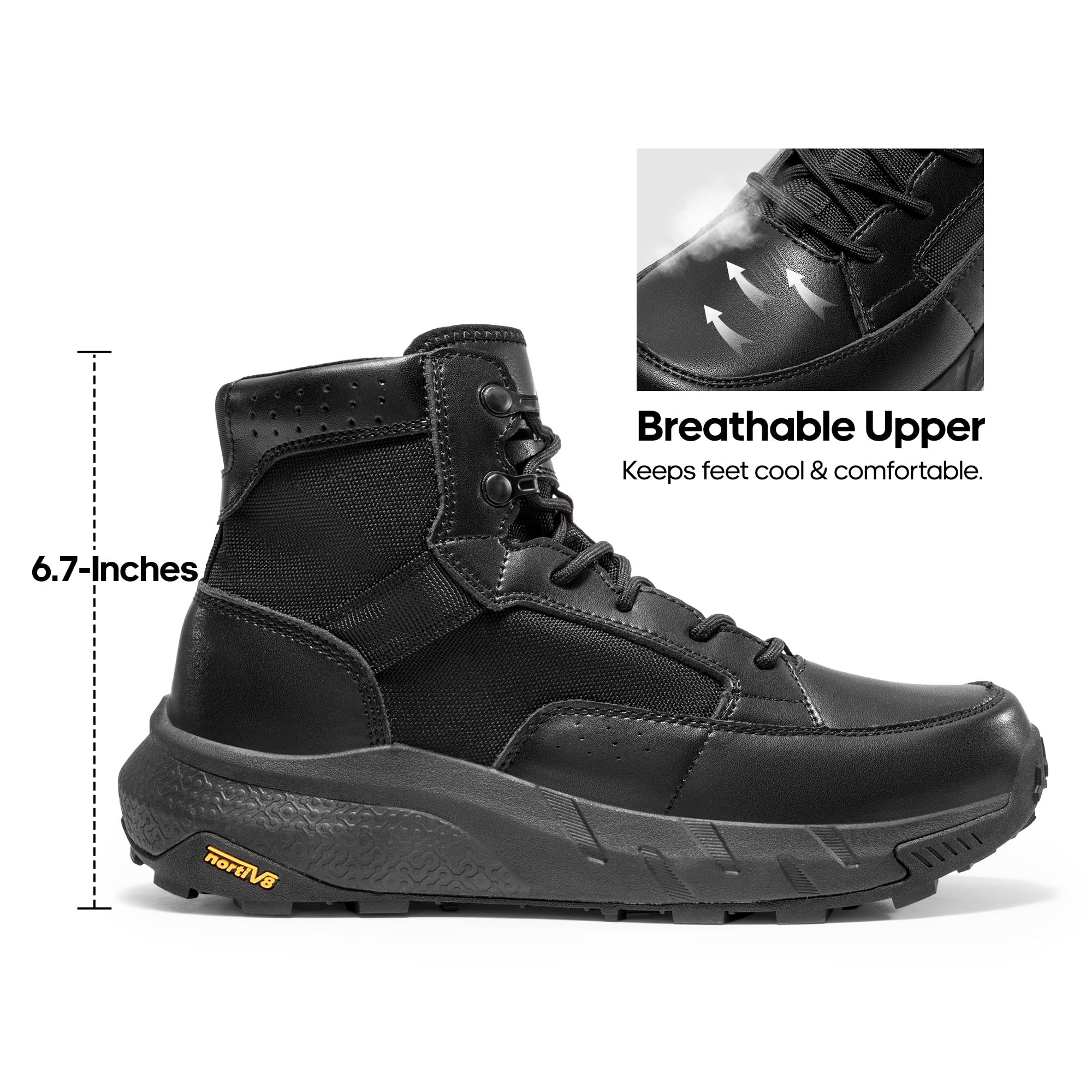NORTIV 8 Botas de trabajo tácticas militares ligeras para hombre, para senderismo, motocicleta, combate, 15,2 cm