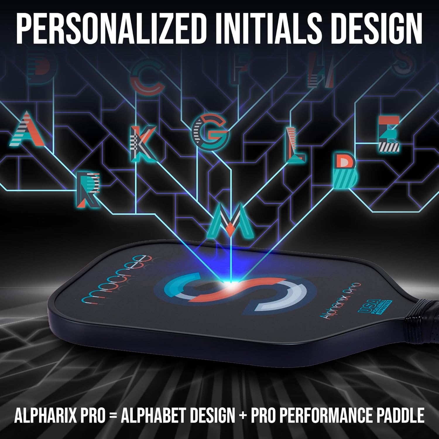 2025 Alpharix Pro USAPA Approved Pickleball Paddle – T700 Carbon Fiber with Power and Big Spin |Mid Weight Paddle for Intermmediate or Big Hands | Unique Initial Design