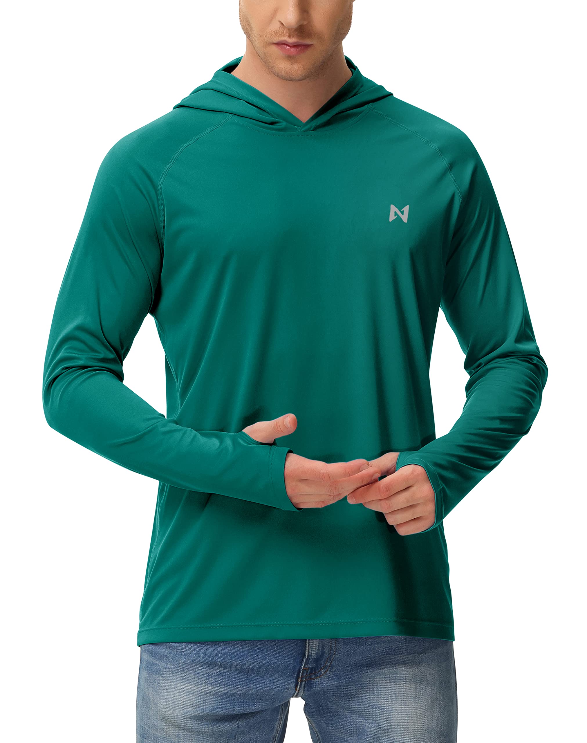 isnowood Sun Shirt UPF 50+ Men's Fishing Shirt Long Sleeve UV Protection Hoodie Rash Guard for Swimming Running Hiking Light