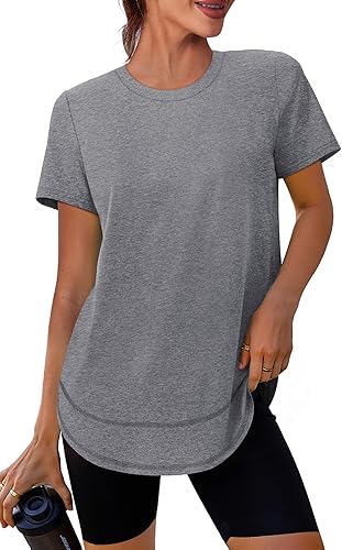 Womens Workout Tops Short Sleeve Shirts with Sun Protection UPF 50+ Quick Dry Outfits for Hiking Running S-3XL