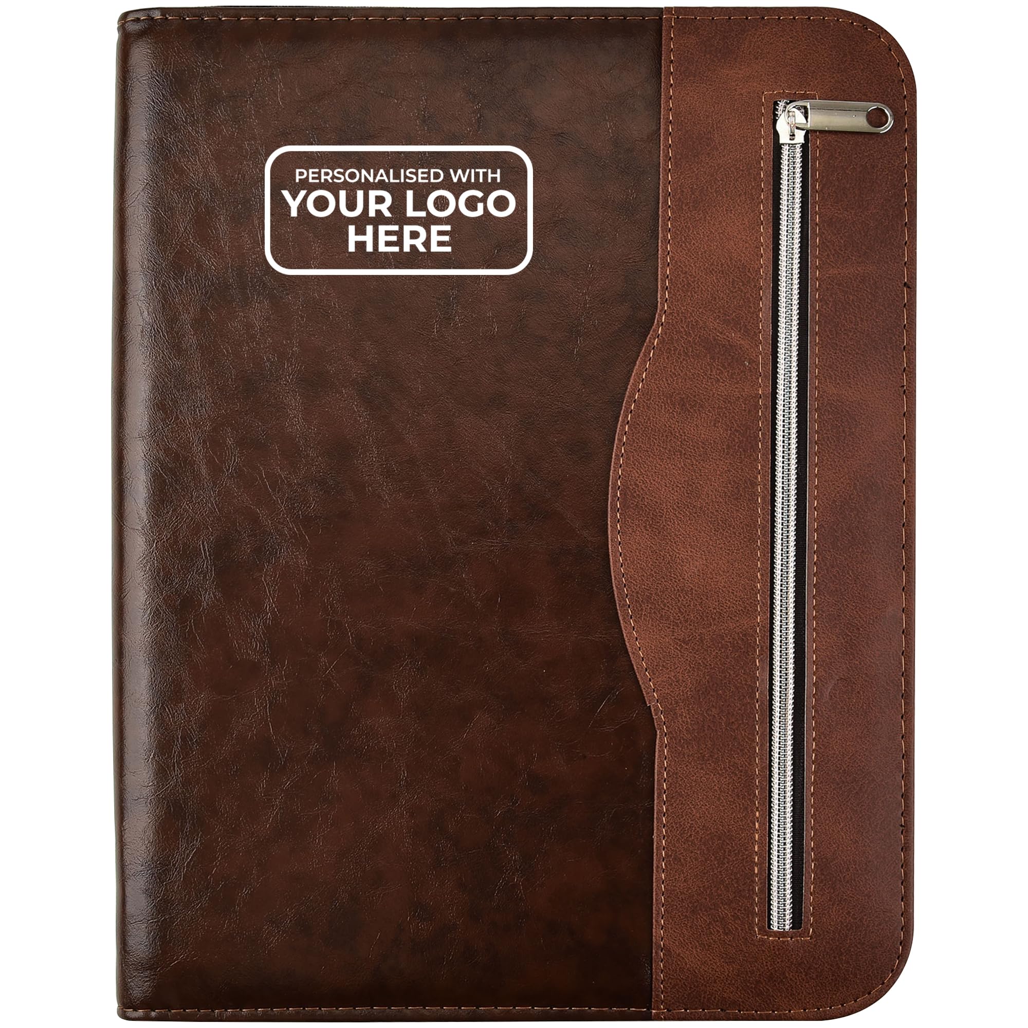 Arpan Personalised Custom Logo A4 Zipped Conference Folder, Executive Portfolio, Professional Business Document Case Bag Organiser Faux Leather (CL-512-LCD) — image 1