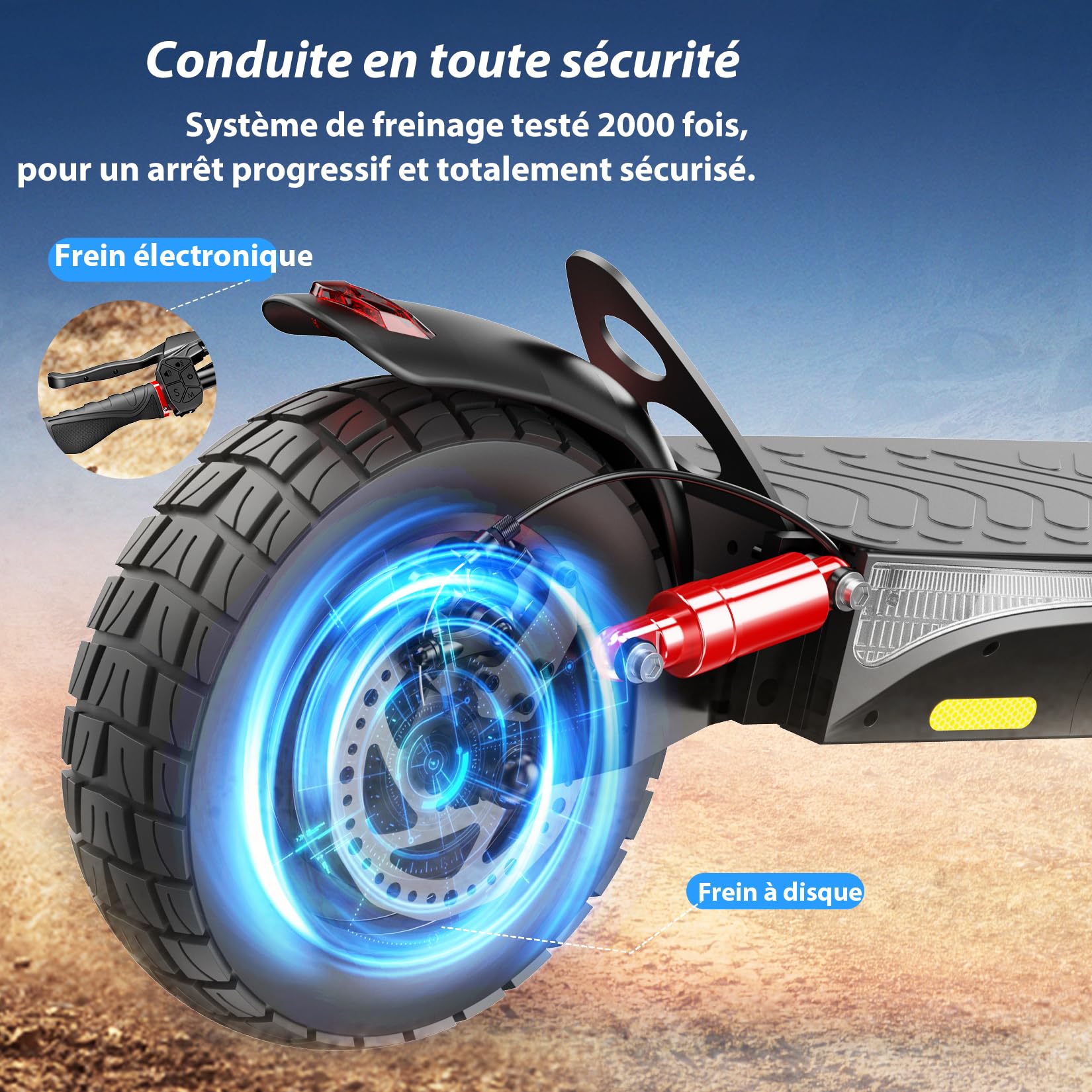 iScooter Trottinette Électrique Adulte 800W 10" Pliante | Moteur sans balais 800W, suspension quadruple, frein EABS + disque, APP Bluetooth