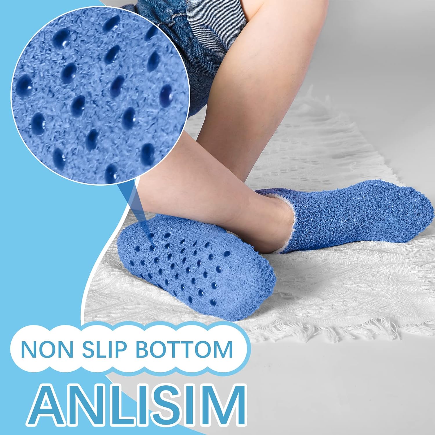 Jeyiour 8 Pairs Fuzzy Socks with Grips for Women Fuzzy Ankle Socks in Bulk Winter Short Slipper with Grippers Warm Non Slip Fluffy for Girls Home Hospital House - Image 5