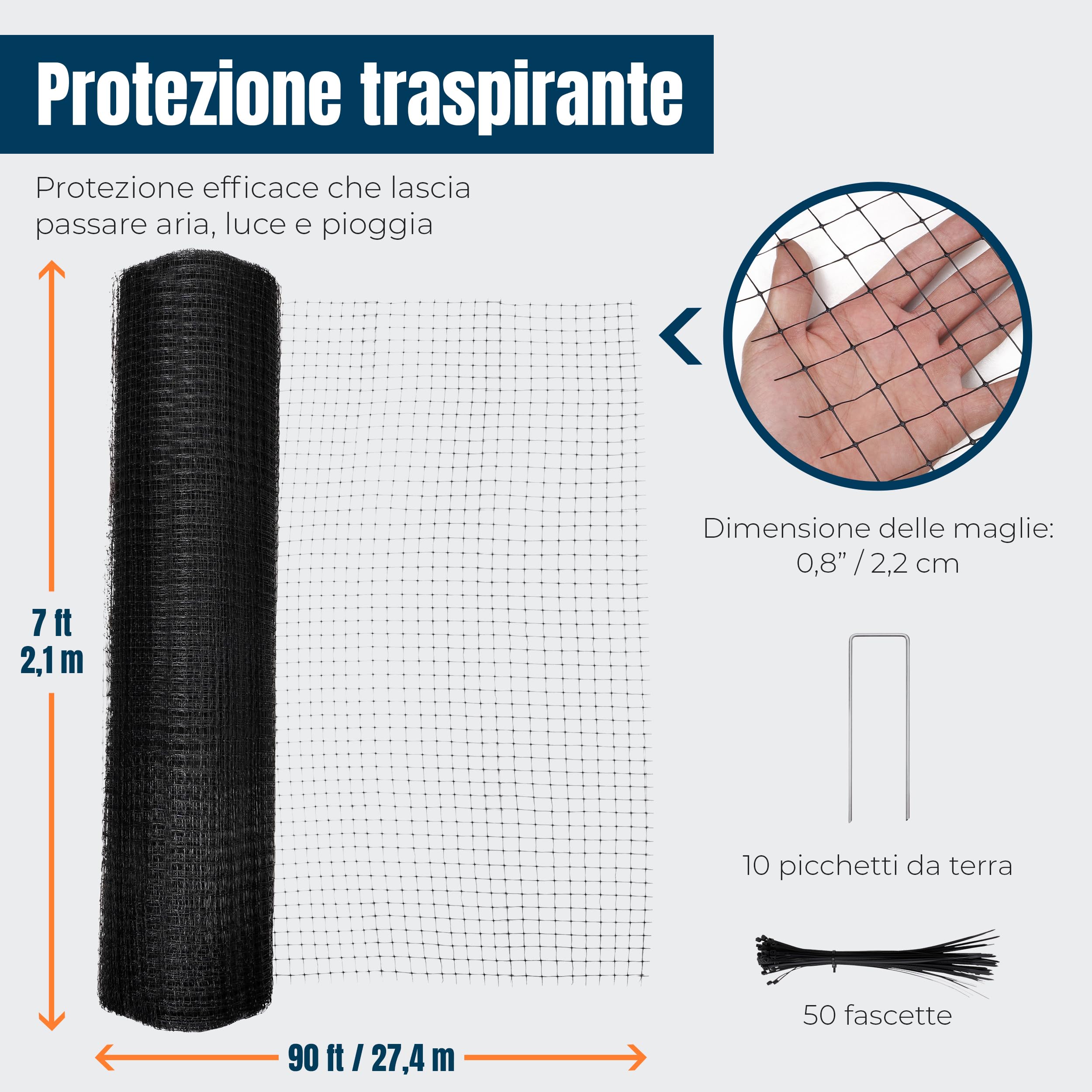 MP Recinzione da Giardino, 2,1x27,4 m, Resistente | Barriera contro Piccioni e Cani, per Pollaio e Voliere