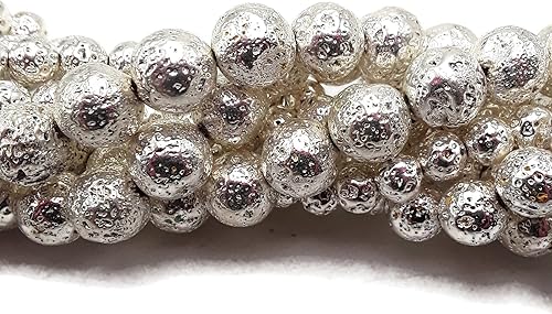 Miniatura 3 de JM Design Cuentas de piedra de lava recubiertas de oro brillante 0.394 in 15.5" Strand para la fabricación de joyas