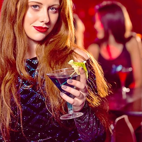 Miniatura 6 de TOFLEN Paquete de 24 vasos de Martini de plástico de 7 onzas, pequeños vasos de postre reutilizables, vasos de postre transparentes para vino de