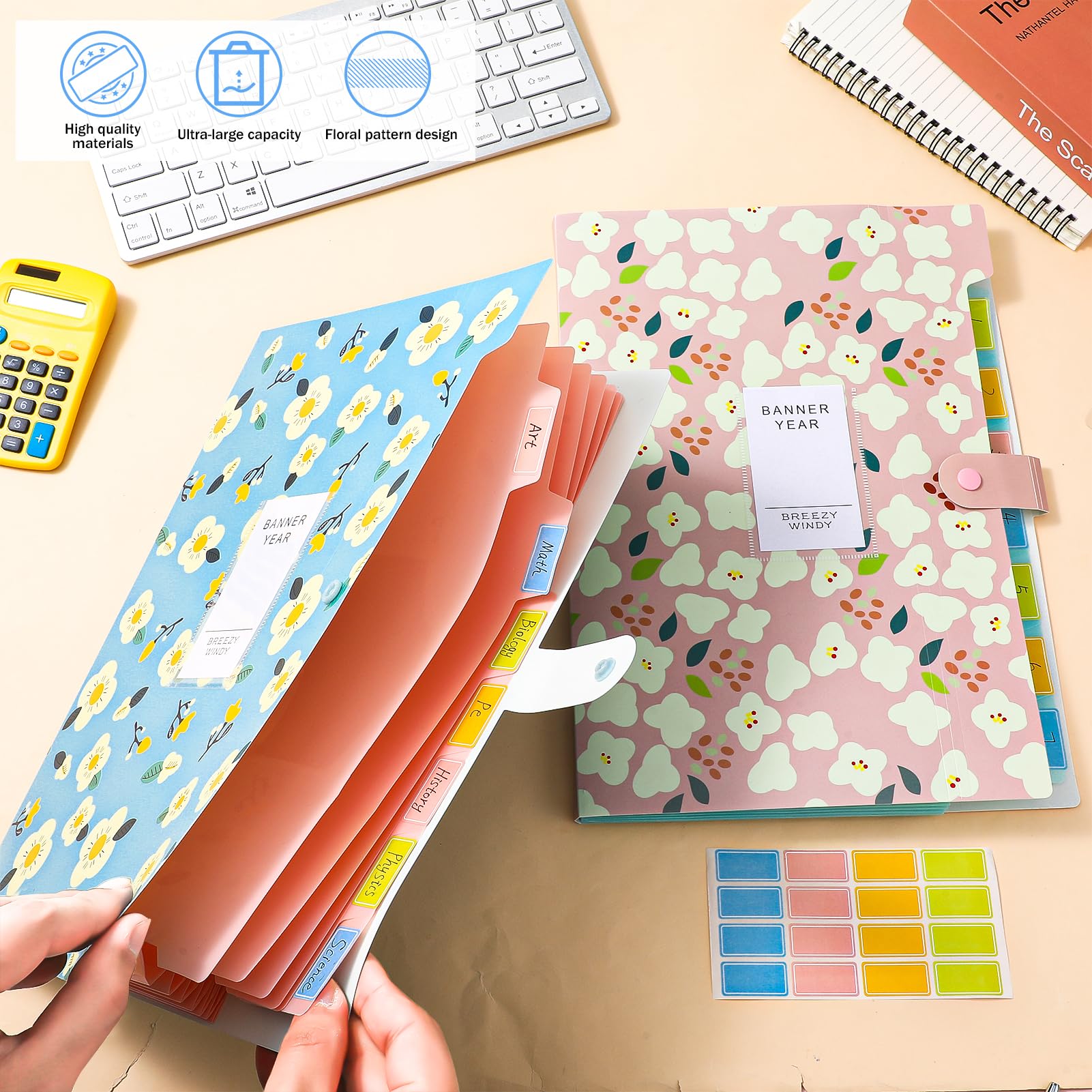 Candcamp 2 Pack A4 Expanding File Folders, Plastic Document Organizer with Snap Button - Image 4