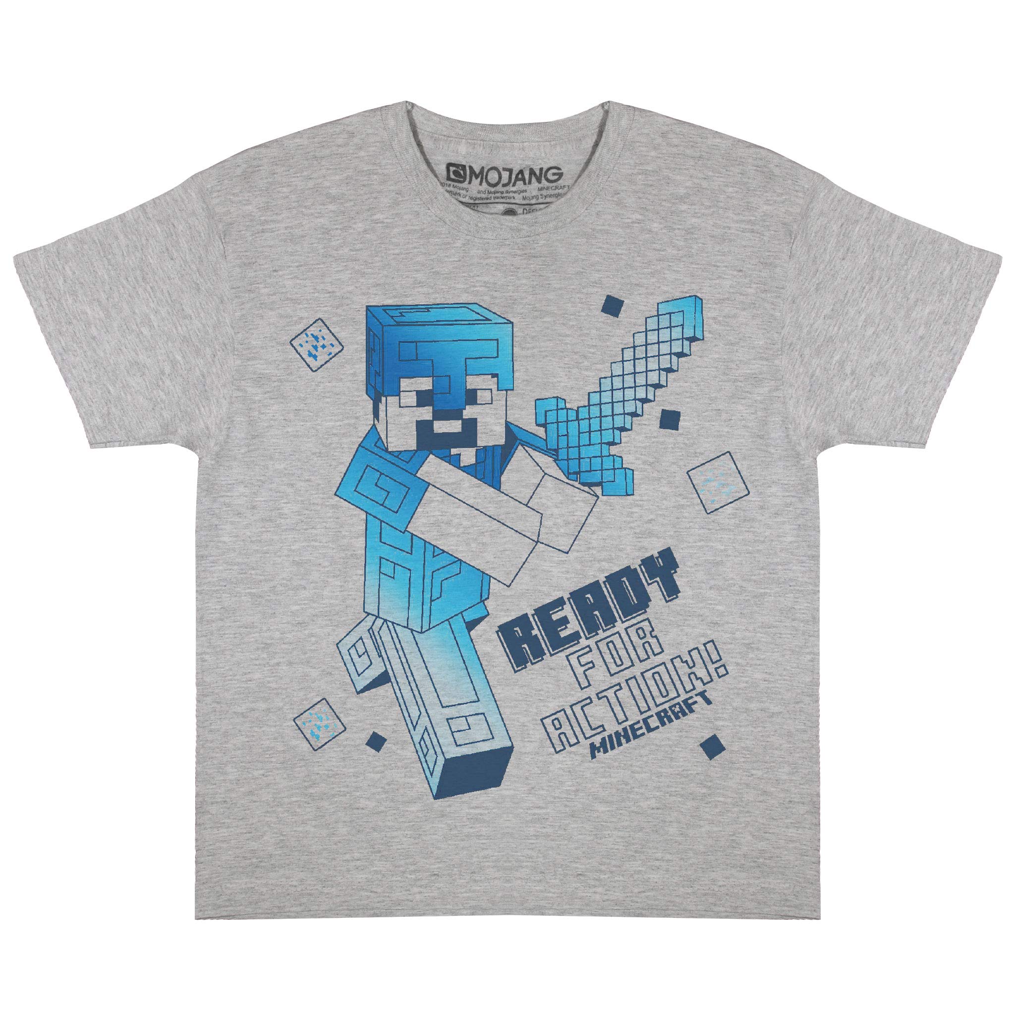 Girl's Minecraft Ready for Action Girls T-shirt Heather Grey fashion-t-shirts (pack of 1)