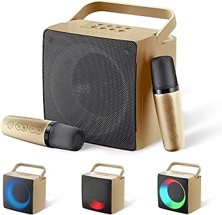 SEAAN Mini Karaoke System Karaoke Machine Karaoke Microphone with 2 Mics Stereo Speaker Support Bluetooth, AUX, USB, TF for Party, Meeting, Wedding, Home and Outdoor…