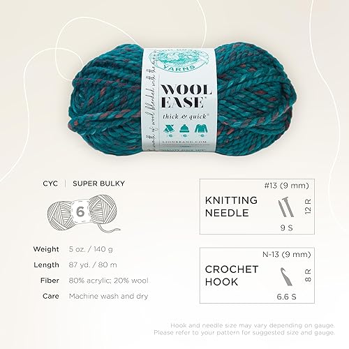Vista 27 de Lion Brand Yarn Wool-Ease Thick & Quick Yarn - 318.2 ft, Graphite Grafito