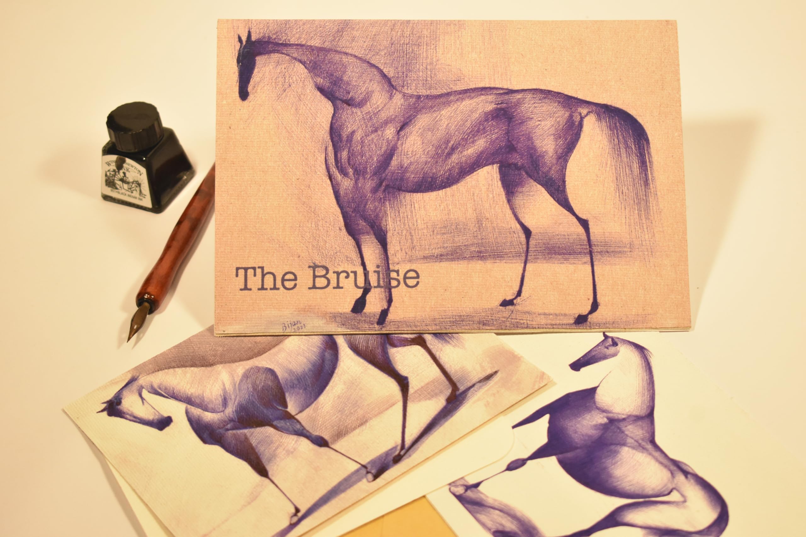 The Bruise (from the collection "DoMentis") by vanBijaan - Biglietto regalo fatto a mano, cartolina postale in lino, messaggero intellettuale, arte su tela, regalo artigianale per il cliente