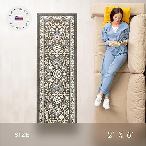 Vista 63 de Maples Rugs- Alfombra de cocina Marrón café,Azul,Marrón claro