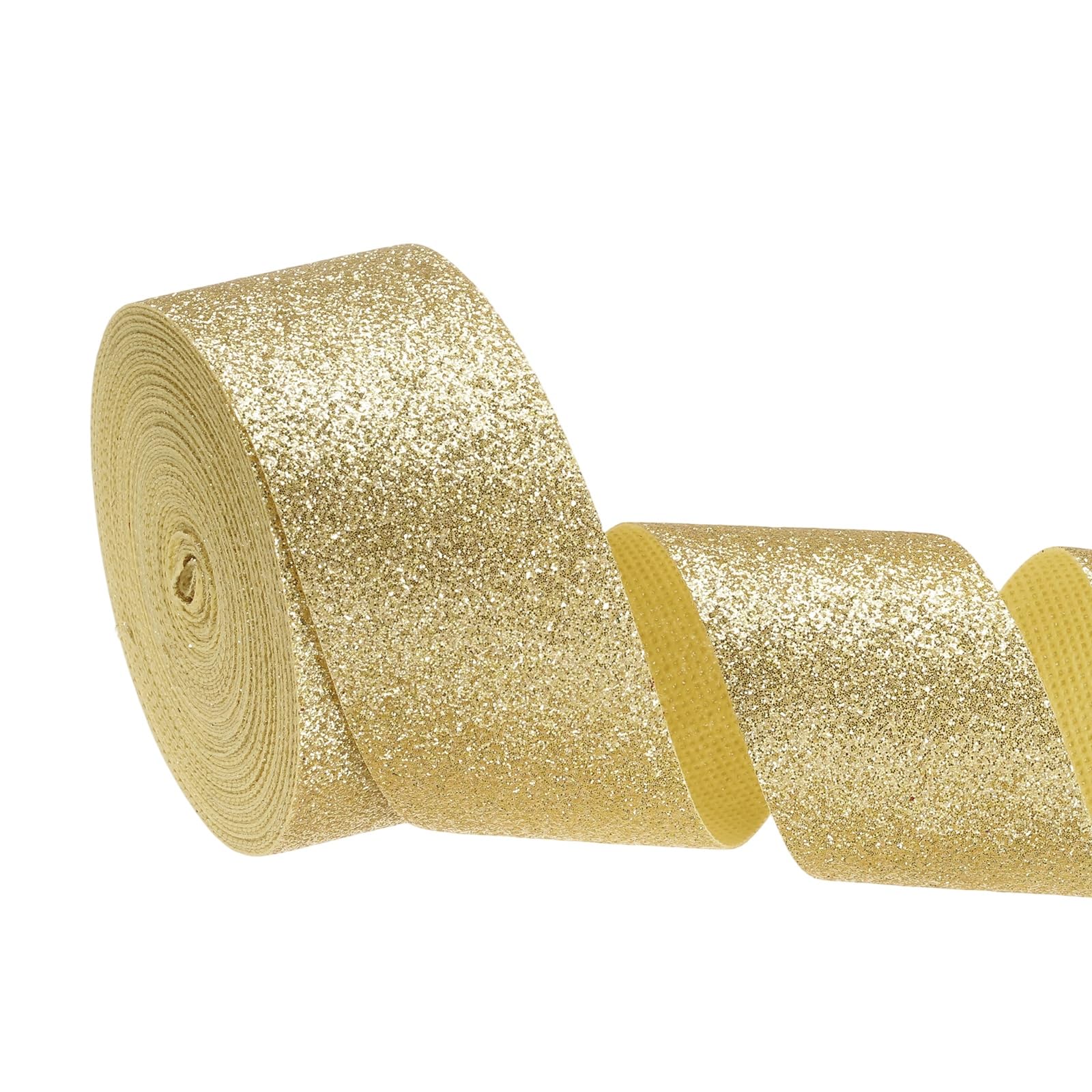 PATIKIL 1.6 Inch x 10 Yards Sparkly Gift Wrapping Ribbon, Colorful Ribbon for DIY Crafts Gift Wrapping Holiday Wedding Birthday Party Home Decoration, Gold