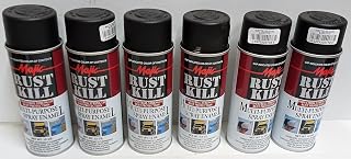 Cannot Ship to CA. 6 Cans Spray Paint Rust Kill Matte Black Spray Enamel Industrial Strength