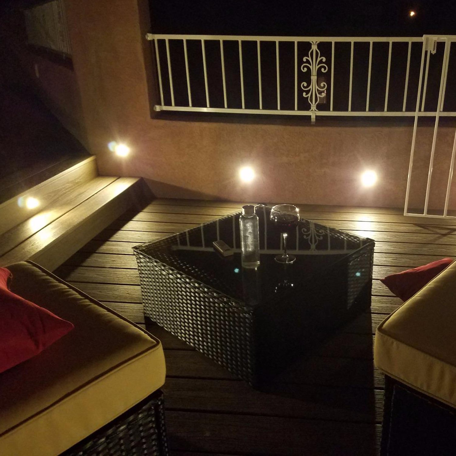 Lot de 10 LED Lumiere Eclairage pour terrasse et patio Eclairage pour Jardin, Patio, Pont, Allée et Garage comme applique exterieurcurité Luminaires Extérieur Etanche IP67 (Blanc Chaud)