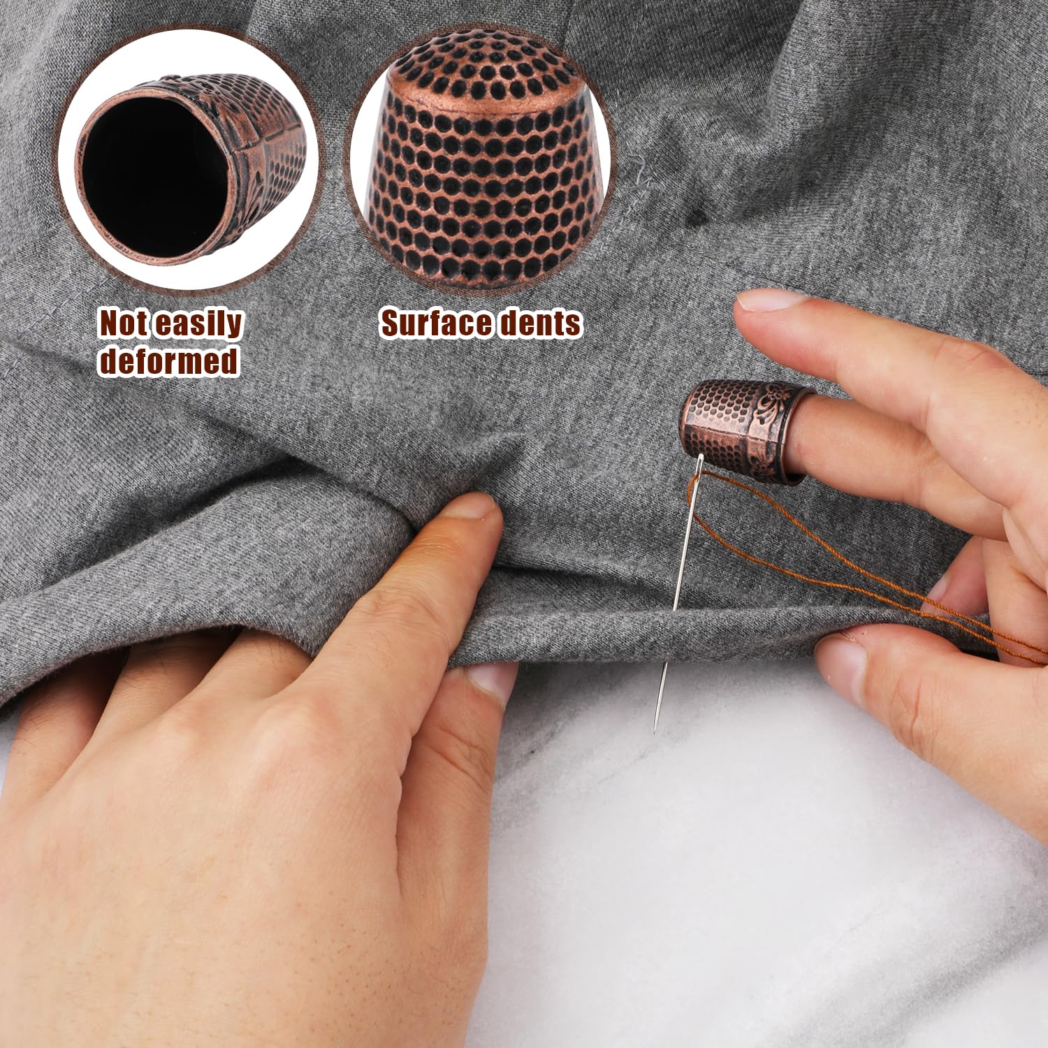 5 Ditali Da Cucito In Metallo Regolabili - Con Scudo Protettivo - Per Cucito A Mano, Ricamo - Foto 7