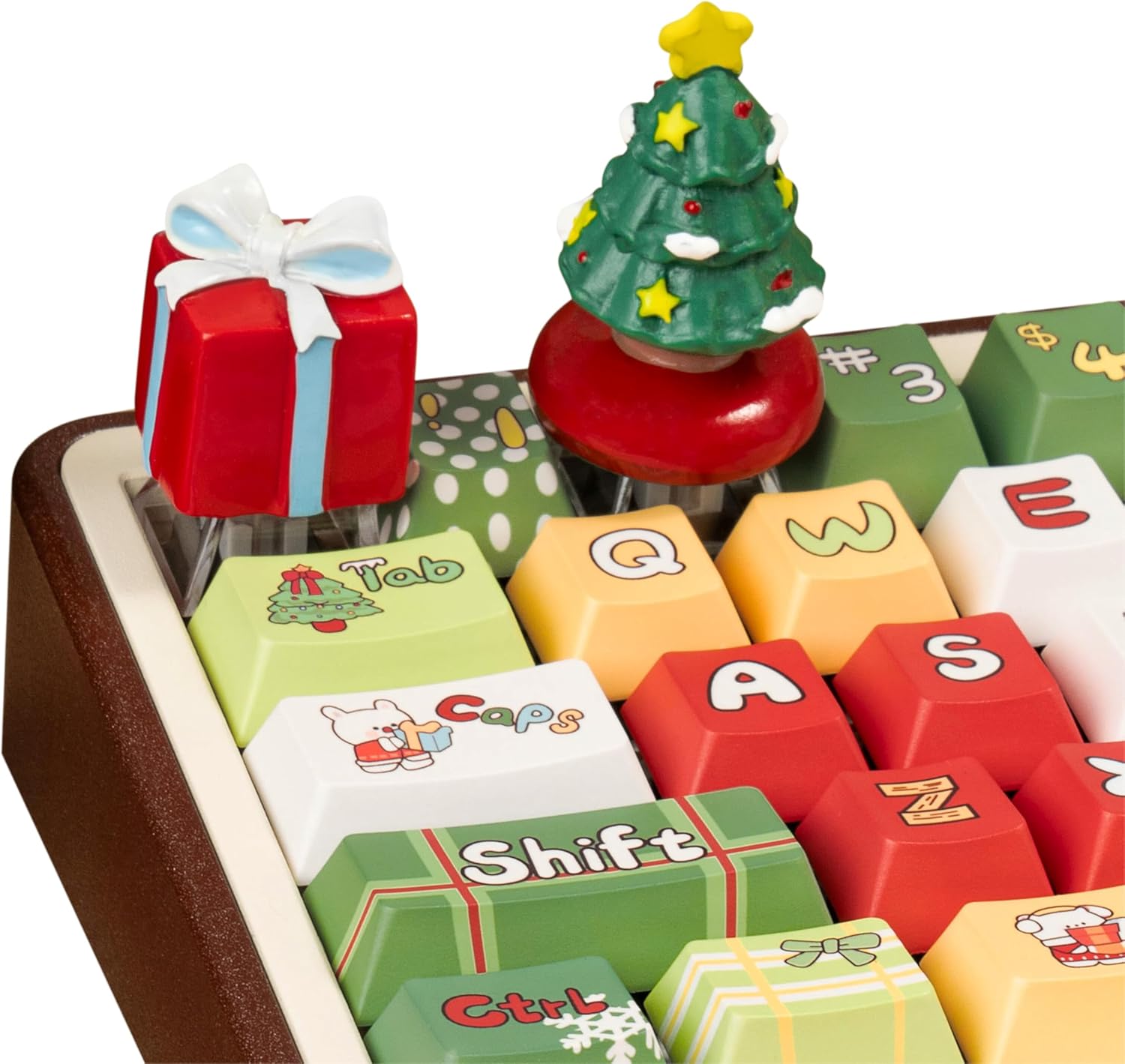 2Pcs Funny Keycaps, Custom Christmas Theme 3D Artisan Keycaps, Cute ESC Key Caps Personalized Replacement Key Caps for Cherry MX Mechanical Gaming Keyboards（Christmas Tree, Gift Boxes）