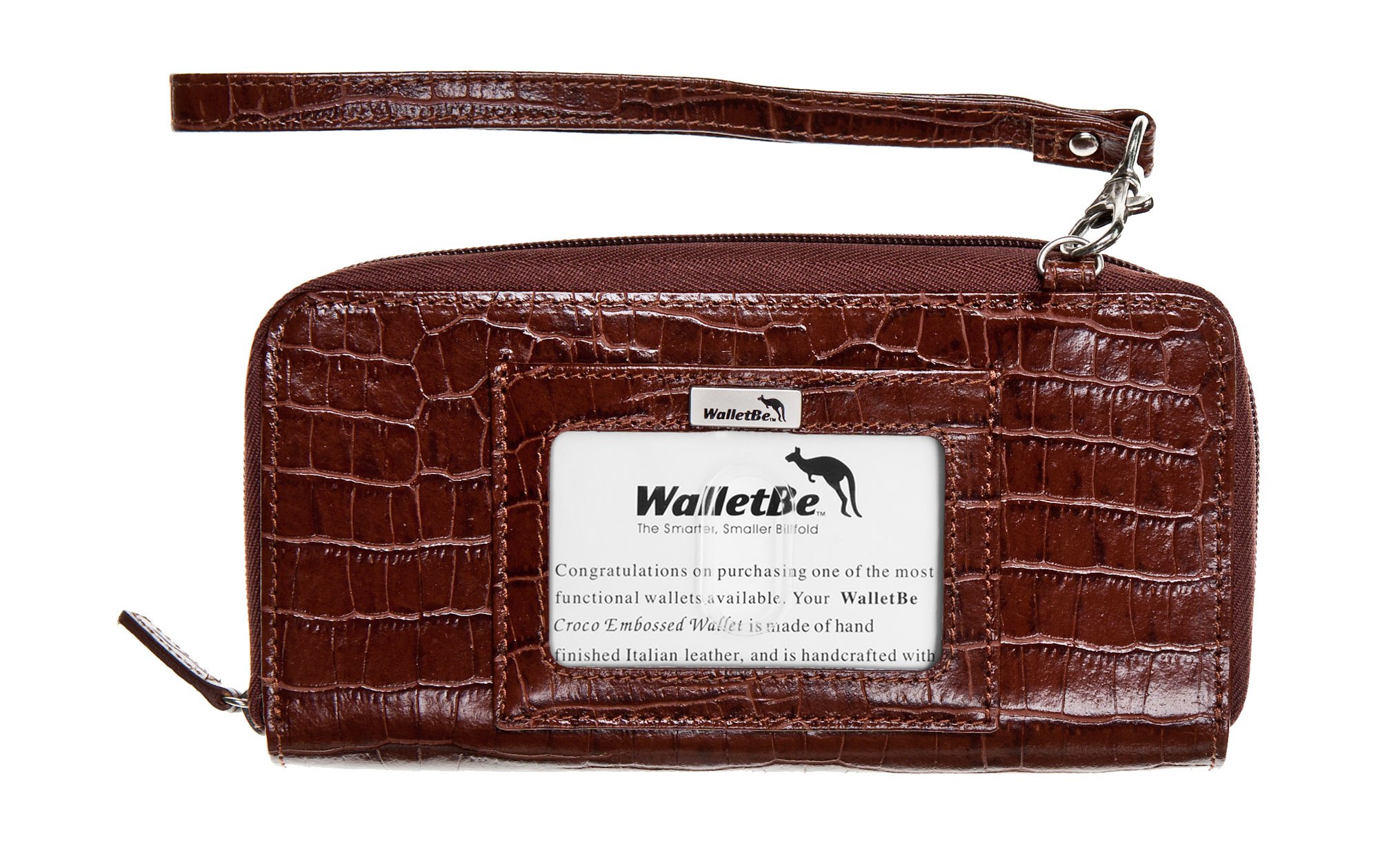 Walletbe Womens Leather Accordion Clutch Zipper Wallet With