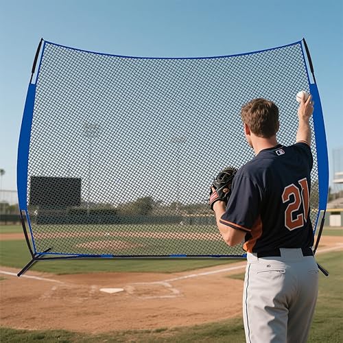 Miniatura 8 de Red de béisbol para patio trasero de 20 x 10 pies, para entrenamiento de softbol, uso en interiores, portátil, para golpear en la espalda, redes