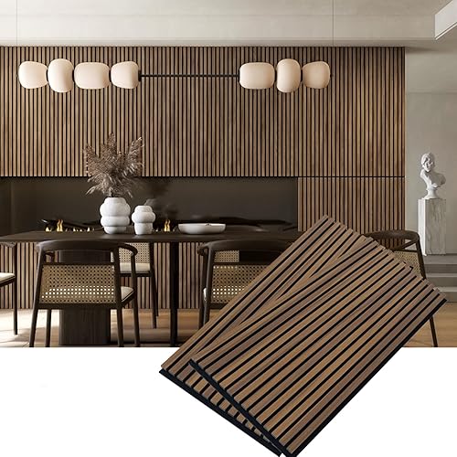 Woody Walls Paneles de pared de madera acústica para decoración de paredes interiores, juego de 2 paneles de madera sin costuras para paredes, pared