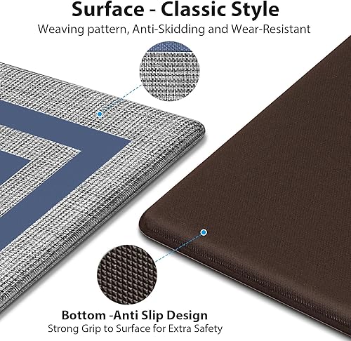 Miniatura 5 de Latida Juego de 2 tapetes de cocina acolchados antifatiga para piso, juego de alfombras de cocina antideslizantes e impermeables, tapete antifatiga