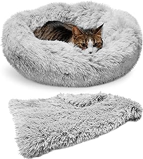 Whiskers & Friends Cat Bed, Cat Beds for Indoor Cats Washable, for Small Cat Bed, Large Cat Bed, Kitten Bed, Small Dog Bed, Anti Anxiety Calming Pet Bed, Cat Beds & Furniture, Round Cat Nest Bed
