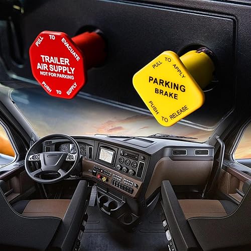 Miniatura 2 de 298818N - Juego de pomos de freno de aire de estacionamiento para semirremolques de camión y 298817N rojo para remolque de tractor de 58 0.62