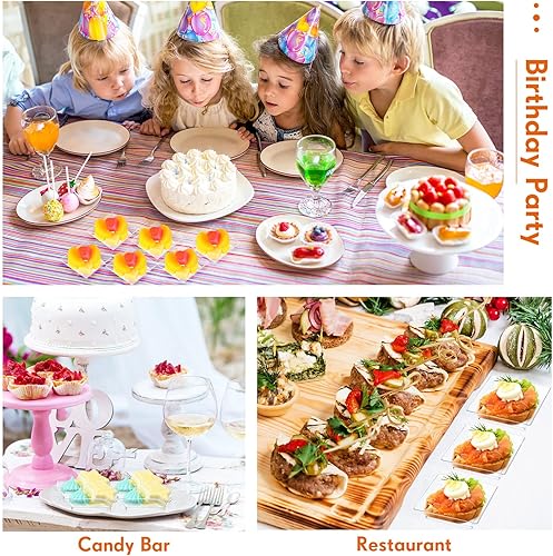 Miniatura 7 de Gandeer 200 platos de postre cuadrados de 2.5 x 2.5 pulgadas, platos desechables pequeños de plástico transparente para postres ensaladas,