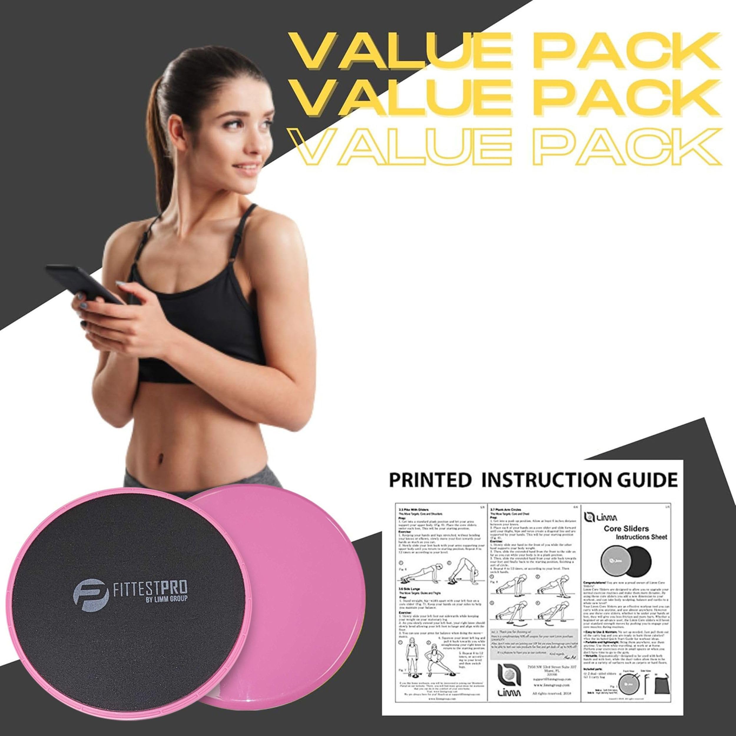 Limm Core Sliders Übungsscheiben (2er-Set) doppelseitige Fitness-Gleiter zur Stärkung des Kerns, Balance und Verbesserung der Flexibilität – Gleitscheibe für Hartholz, Teppich und mehr |