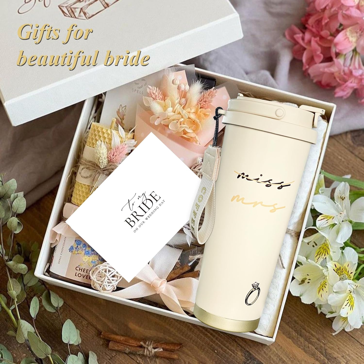Mr&MrsGifts Miss to Mrs Tumbler, Bride to be tumbler for engagement gifts，Mrs coffee mug for bride gifts, Mr Mrs champagne tumblers with Lid and Straw - Image 4