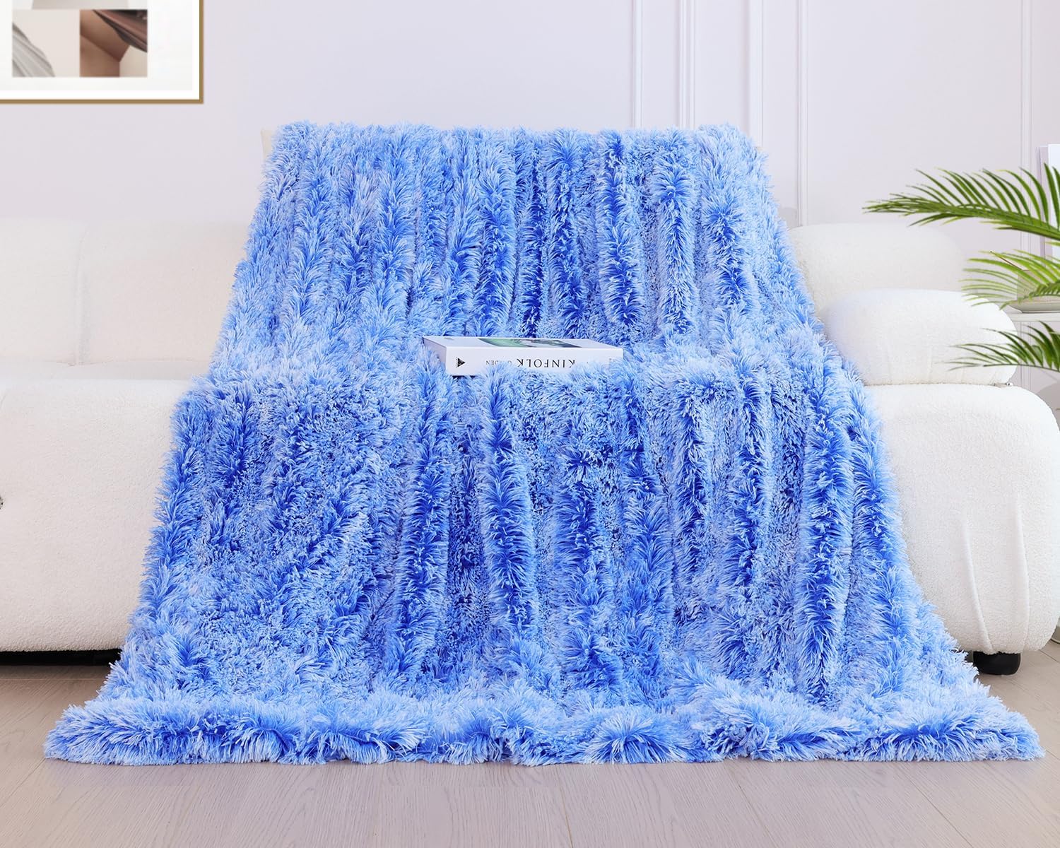 KANKAEU Soft Fluffy Blanket for Couch, Fuzzy Faux Fur Throw