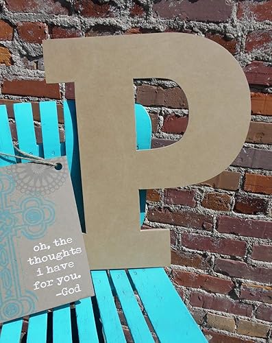 Miniatura 3 de Letra P de madera para manualidades de 24 pulgadas sin terminar, fuente Rockwell, corte artesanal MDF de 1-4 pulgadas