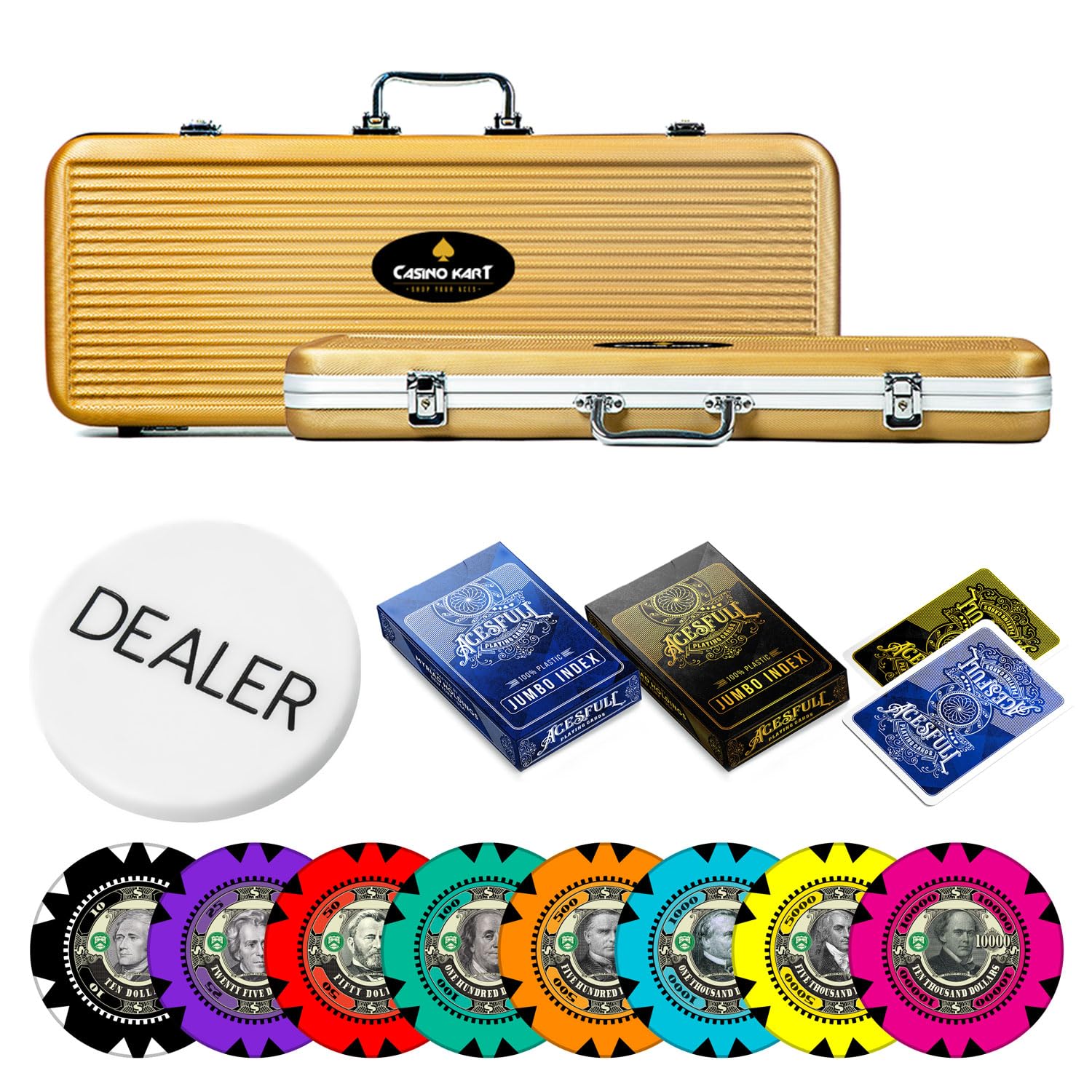 CASINO KART The USA Presidents Casino Poker Chips Comes with The Set of 300 & 500 Pieces, Clay, 40 MM, 14gms, for All Games Poker Teen 3 Patti Roulette Flush Blackjack Rummy (300 Chips)