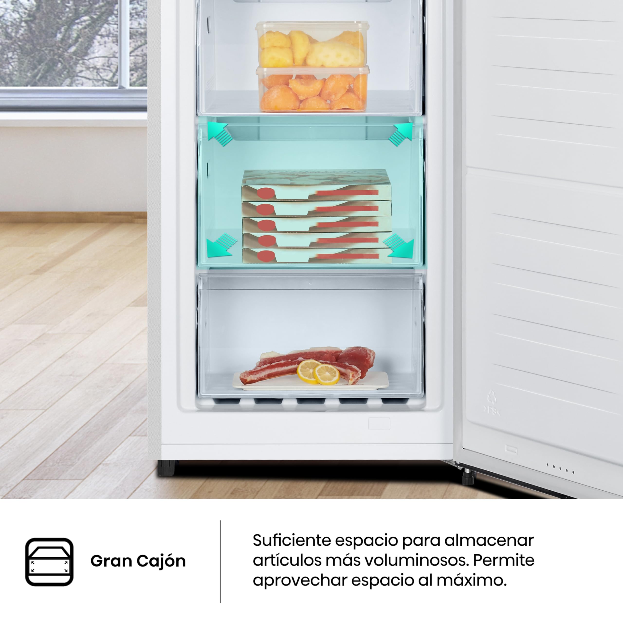 Hisense Congelador FV191N4AW2, TotalNoFrost/Superfreeze/ Alarma de puerta, Multiflow 360°/ BigBox/ 143,4 cm/ compartimento congelador 147 l/ 41 dB/ 205 kWh/blanco