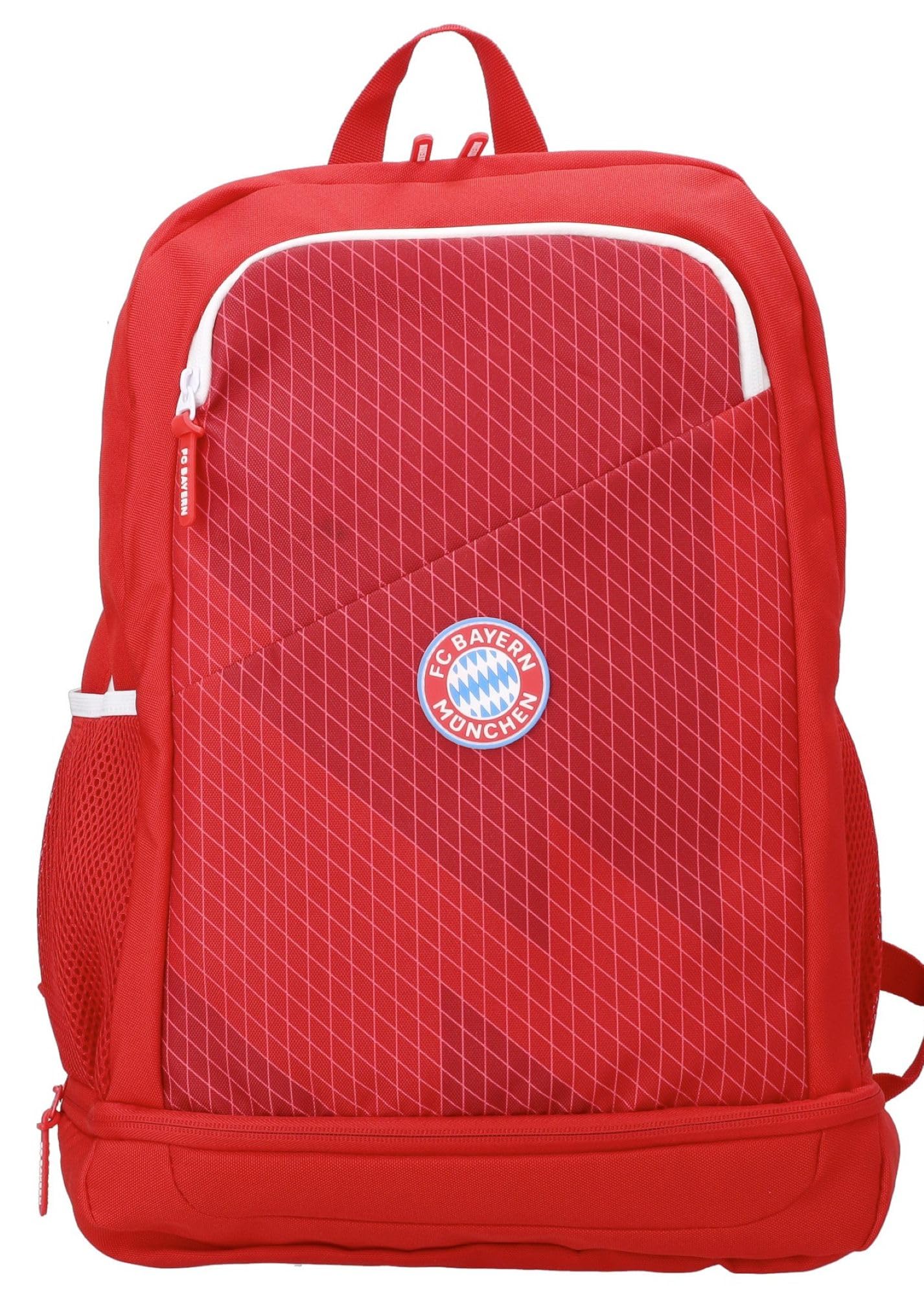 FC Bayern München Schulrucksack - Logo Badge Rubber - Rot | Rucksack FCB
