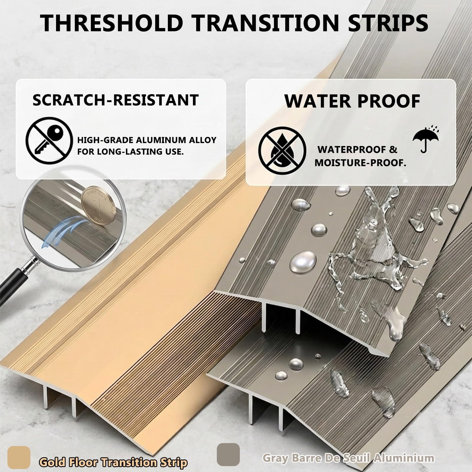 Perfil De Transición De Aluminio 1 Pieza - Riel De Transición Atornillado