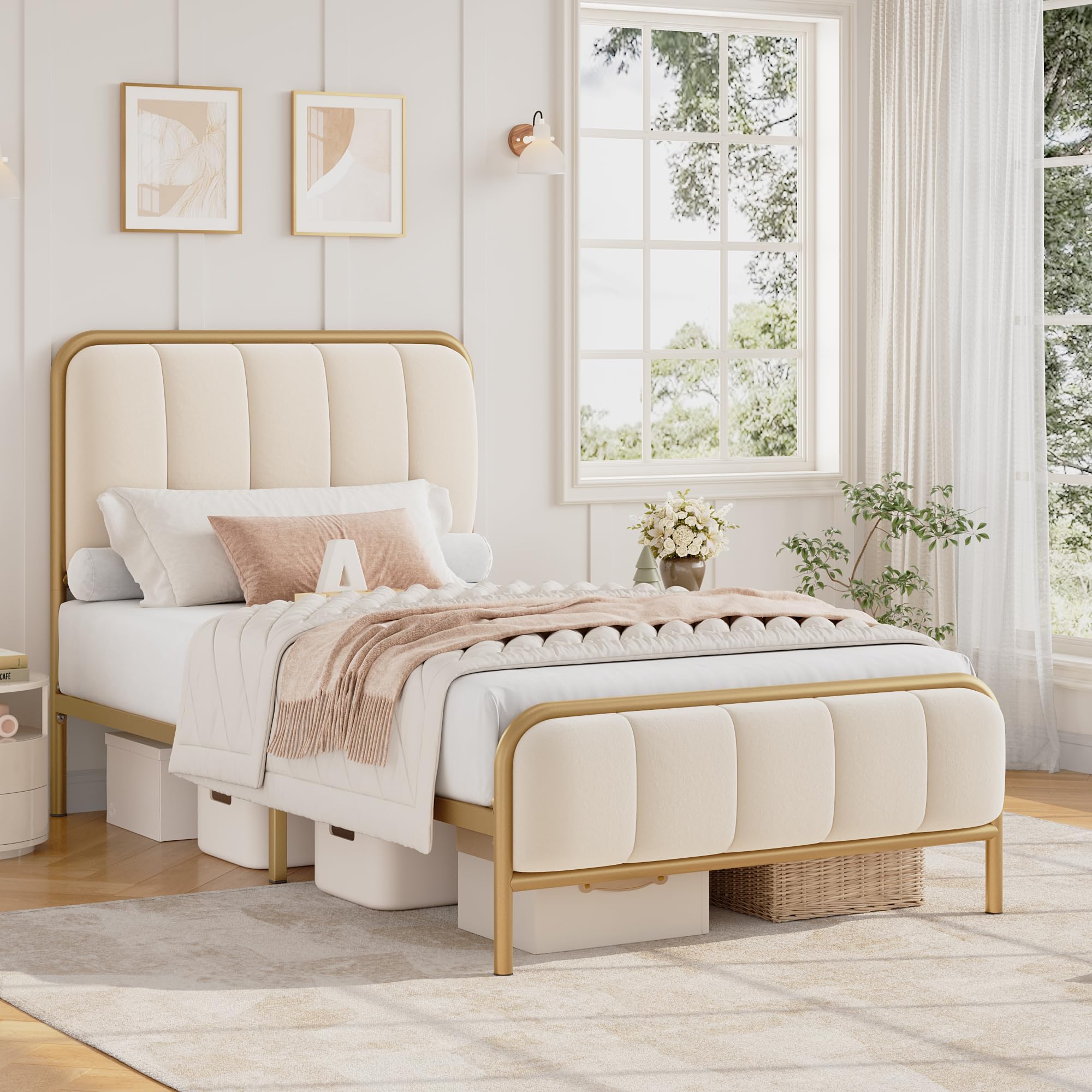 Amazon.com: HITHOS Twin Size Bed Frame with Button Tufted