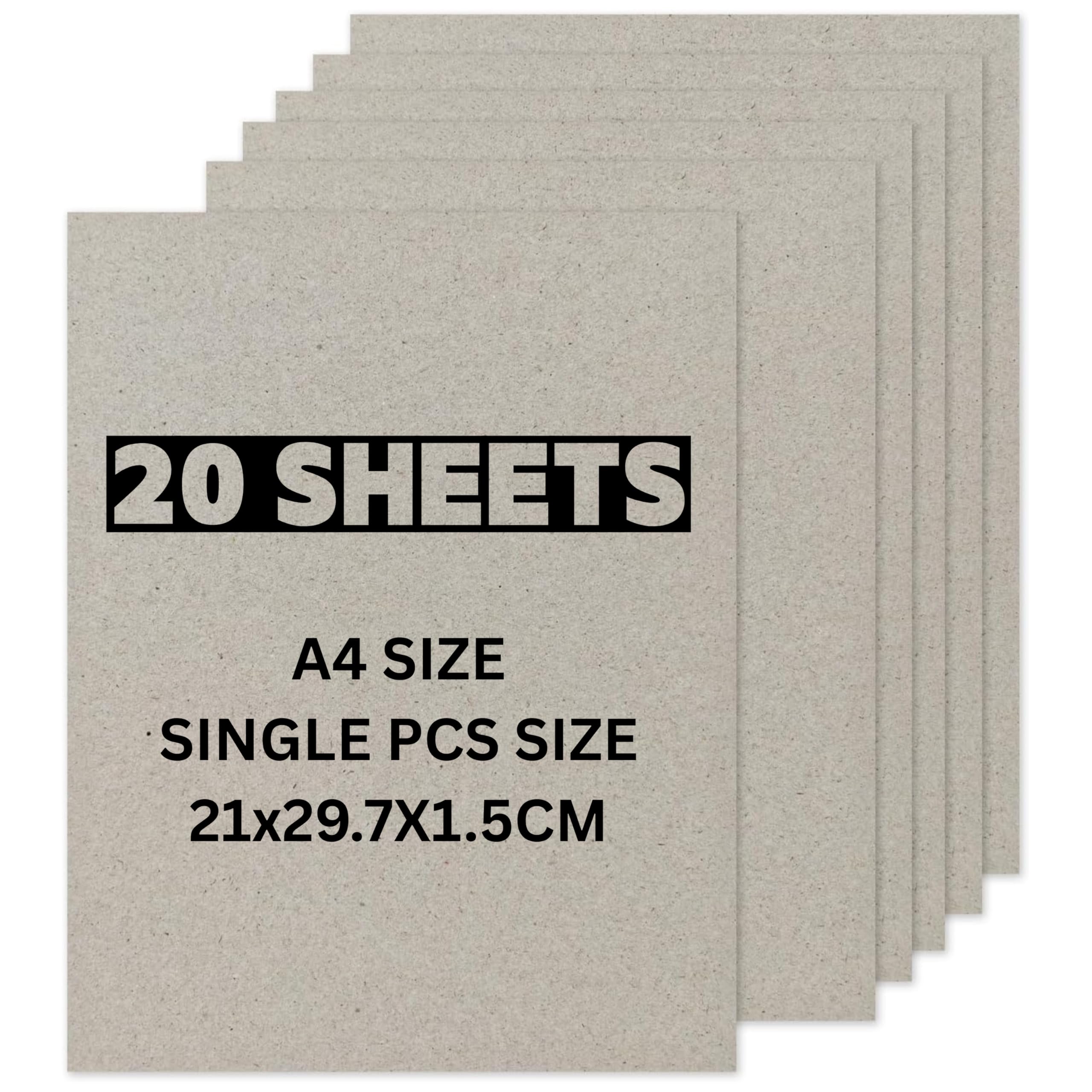 A4 Greyboard Sheets Pack of 20 Durable Thick Cardboard for Crafts Art School Office Projects