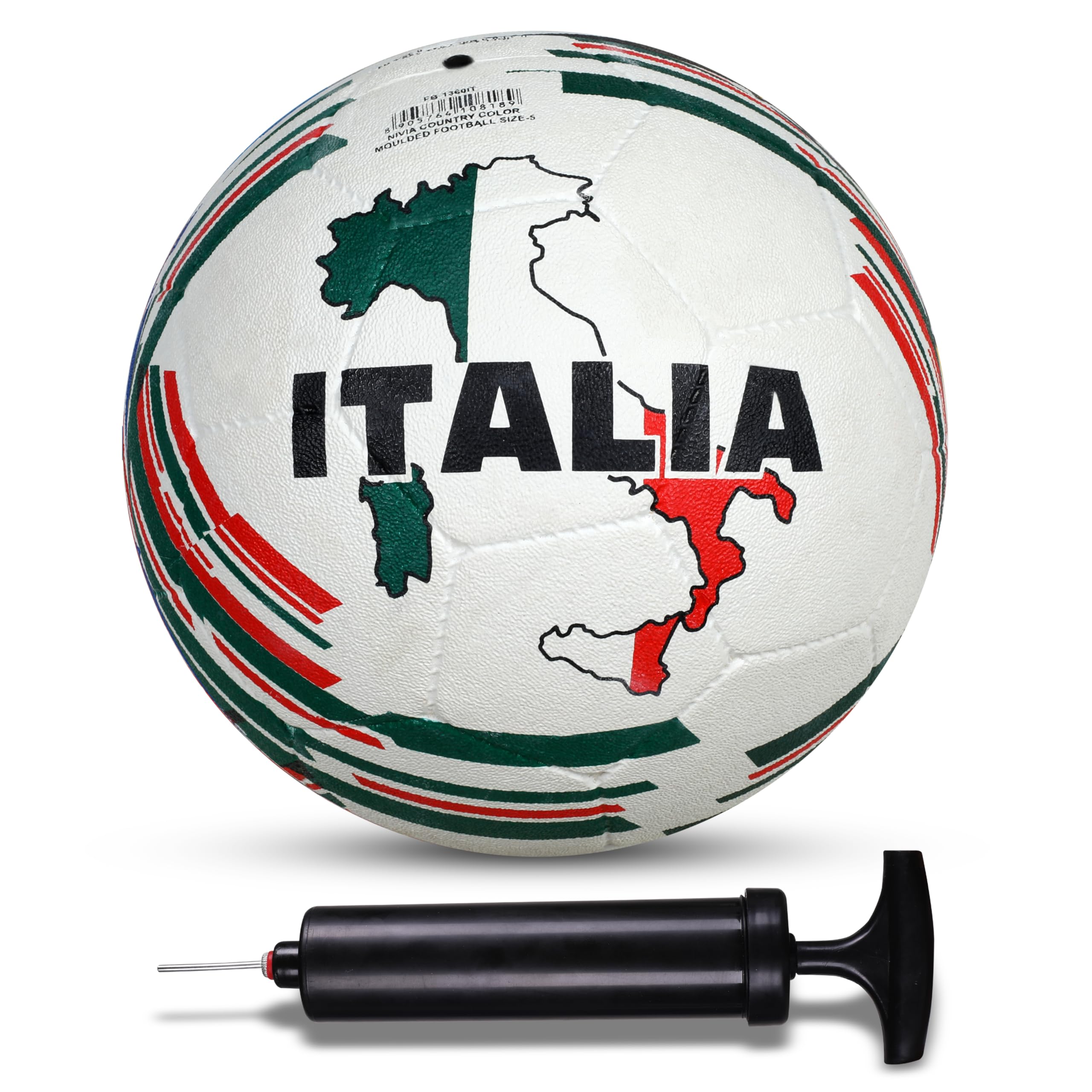 Nivia Combo Country Color (Italy) Moulded Football with Ball Pump (Size - 5)