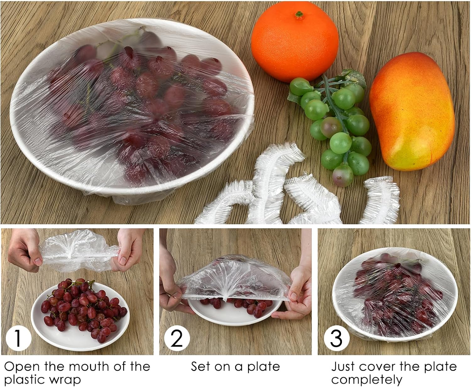 Plastic Bowl Covers Elastic Reusable 100 Pieces Food Covers for Bread Proofing 26 cm/10.23 in Elastic Food Storage Covers