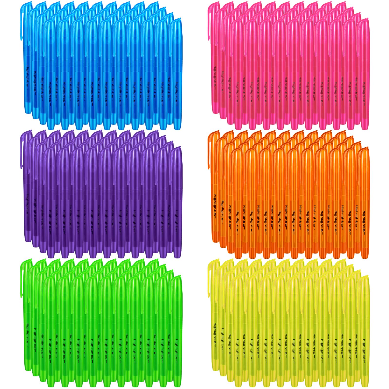 BESARME 240 Pack Highlighters Assorted Colors Highlighters Bulk 6 Colors Fluorescent Highlighter Markers for Home School Office
