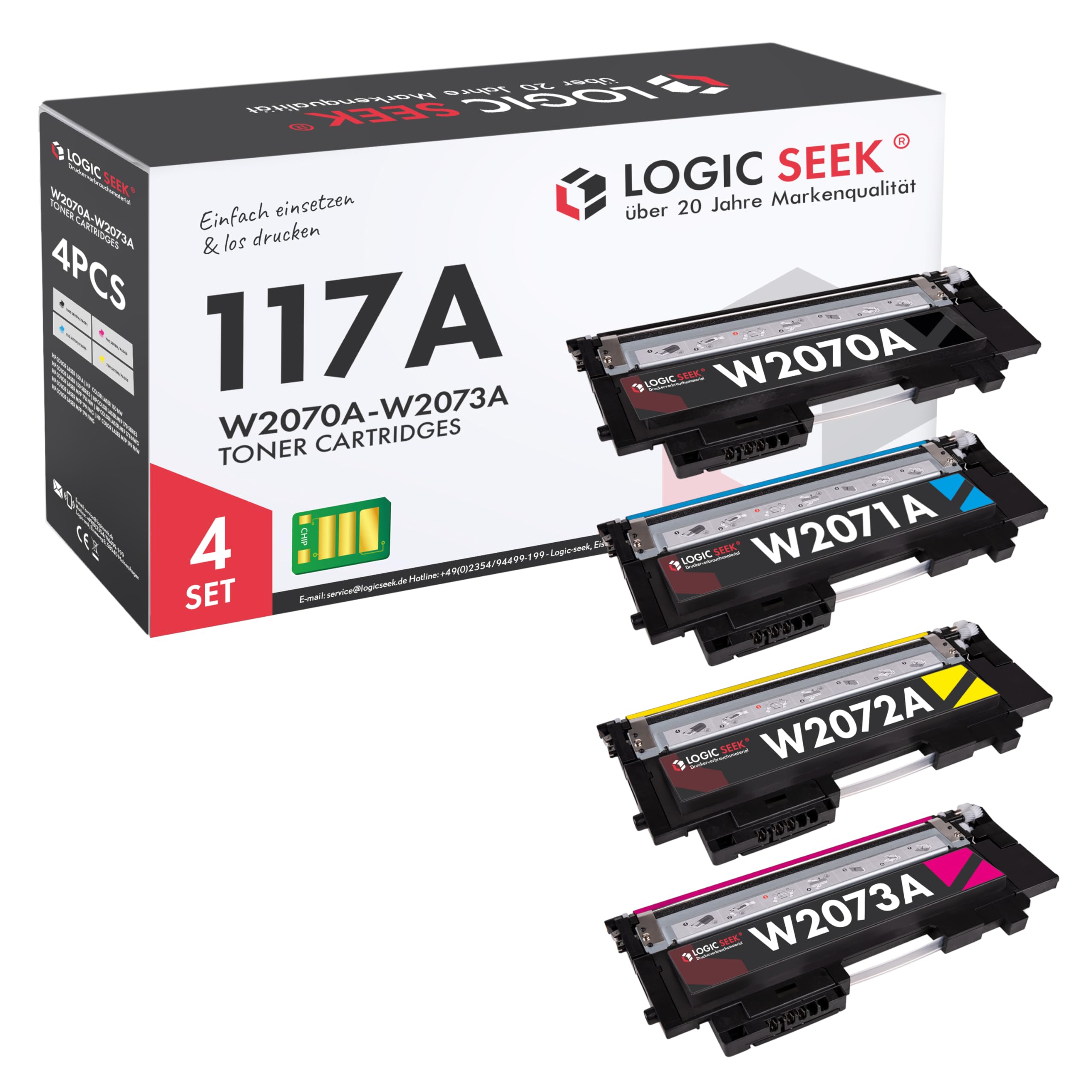 Logic-Seek 4 X Toner kompatibel zu HP 117A W2070A W2071A W2072A W2073A für HP Color Laser 150 150a 150nw MFP 178 178nw 178nwg 179 179fnw 179fwg