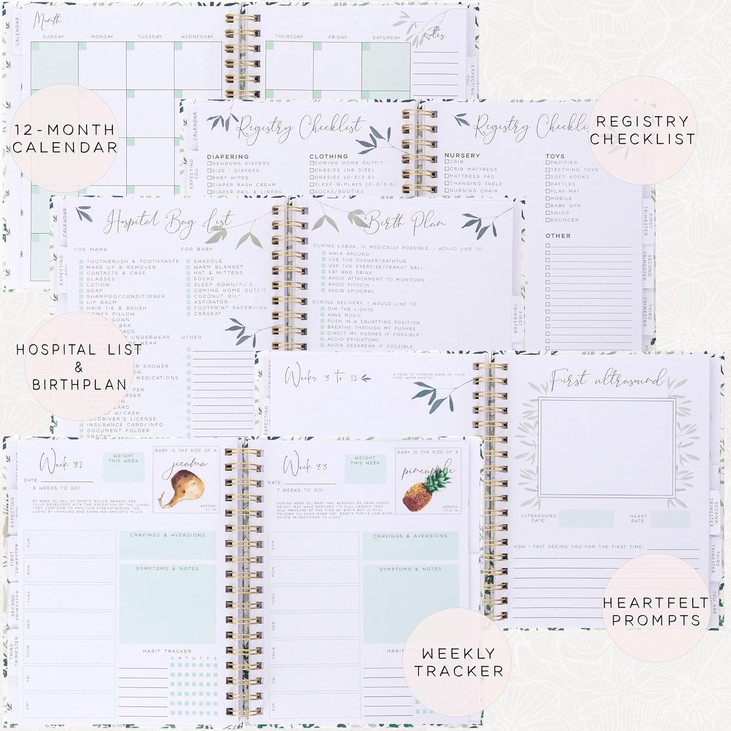 Pregnancy Journal for First Time Moms | Weekly Pregnancy Tracker & Baby Book | 200-Page Maternity Journal | Pregnancy Must Haves Keepsake Gift | Premium Hardcover Pregnancy Book for Expecting Moms - Image 4