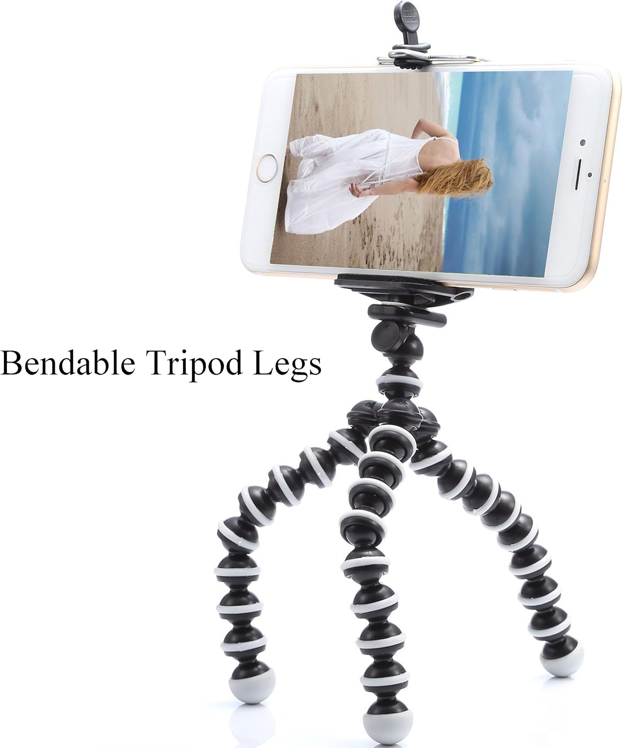 Ailun Tripod for iPhone Tripod Mount Stand Phone Holder Small Light Compatible with iPhone X Xs XR Xs Max 8 8 Plus 7 Plus 6 6s Plus Samsung Galaxy S10 Plus Cellphone Camera Black White