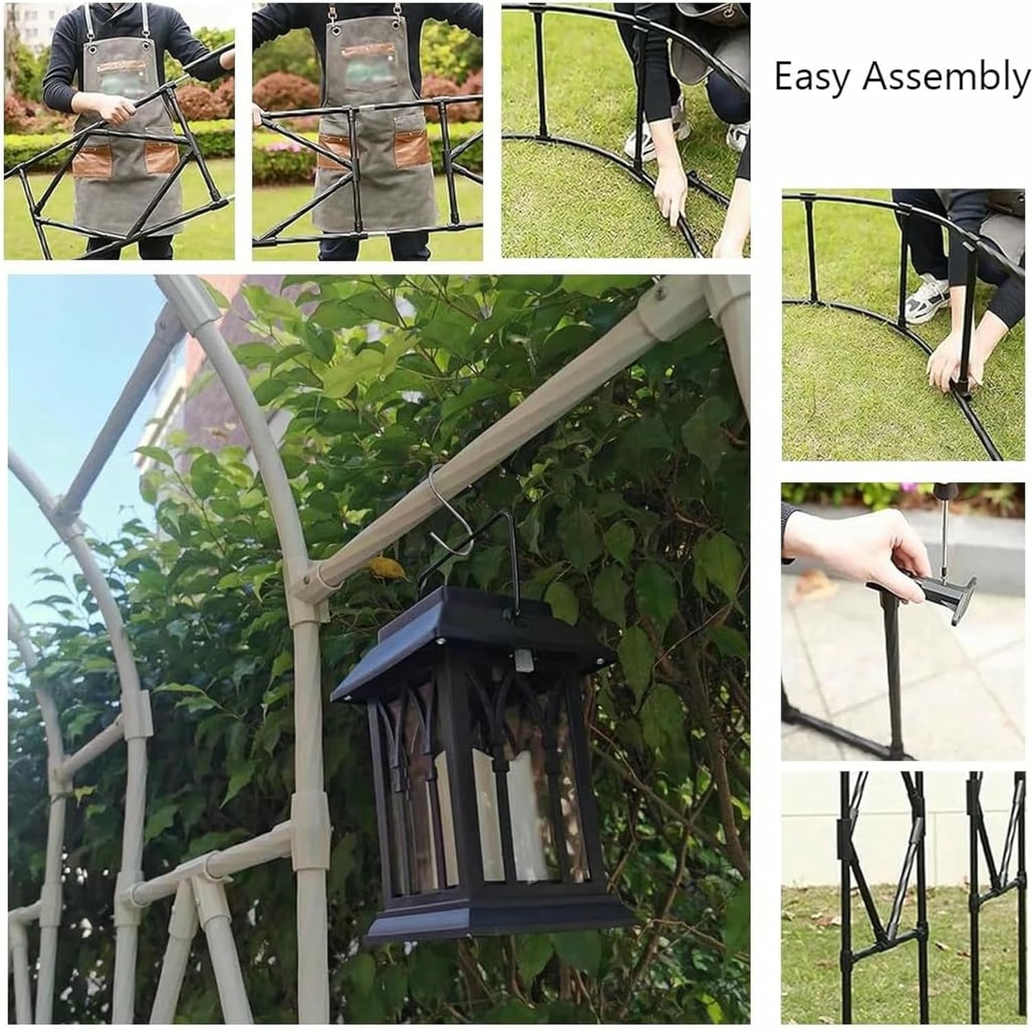 Metal Arc Lattice for Climbing Plants, Medium Arc Black Cenor, 20 Mm Steel Tube, Decorative Support for Vines ~/