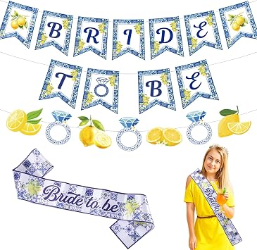 Lemon Bridal Shower Decorations - 4 Pcs Amalfi Coast Banner Set