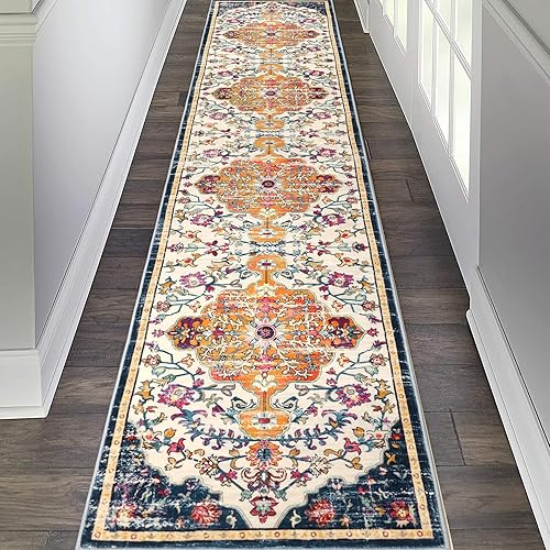 Miniatura 17 de Pauwer Tapete bohemio vintage para pasillo de 2 x 8, lavable, antideslizante, estilo rústico, para lavandería, cocina, baño, dormitorio